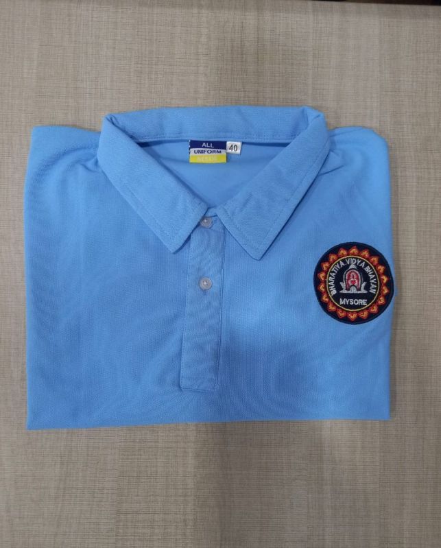 Poly Cotton Polo Neck Sky Blue School Uniform T Shirt