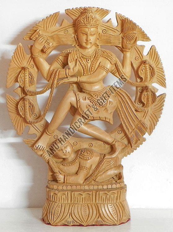 Wooden Curved Natraj (God Shiva) Statue