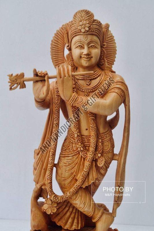Wooden Krishna Statue Murti