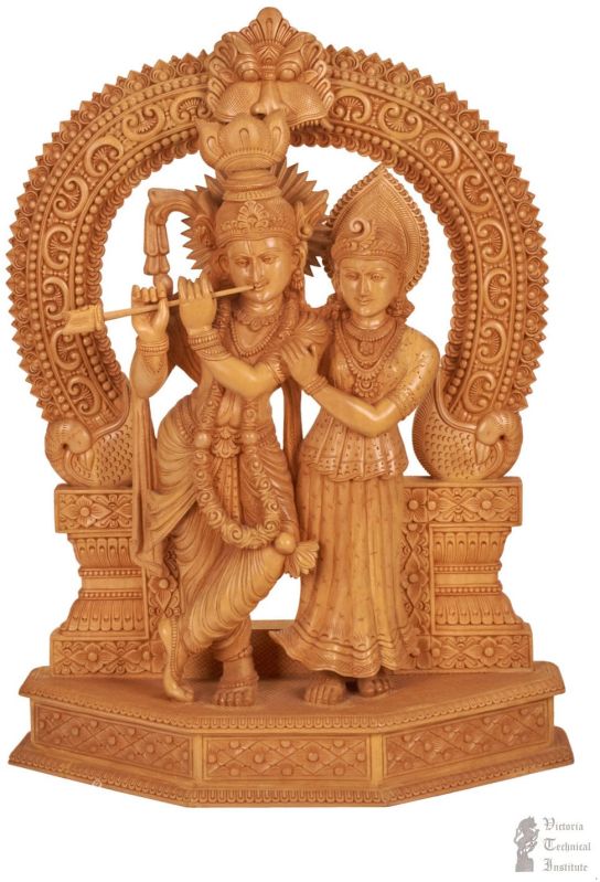 Wooden Radha Krishna Statue Murti