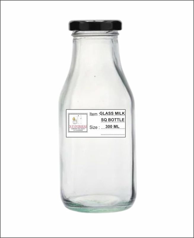 300 Ml Sq  Glass Milk Bottle