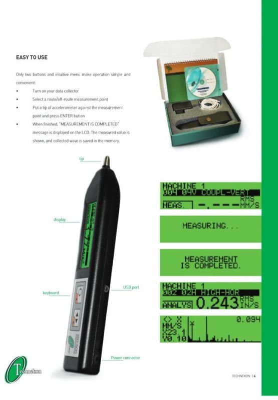 Std 500 Pen-Type Route Based Vibration Meter