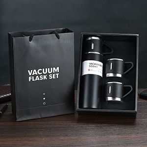 Steel Vacuum Flask Set with 3 Steel Cups Combo - 500ml