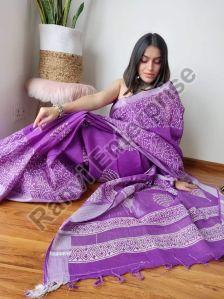 Ladies Party Wear Linen Cotton Saree