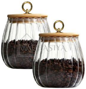 Pack of 2 Pumpkin Design Glass Jar With Lid