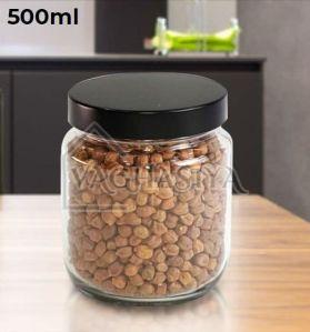 Round 500ml Transparent Glass Storage Jar