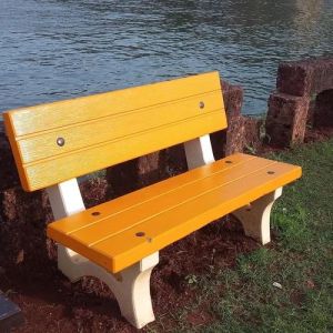 Color Coated 3 Seater Yellow RCC Garden Bench, Shape : Rectangular