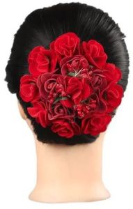 Fabric Red Flower Hair Bun, Brand Name : NEAAMA