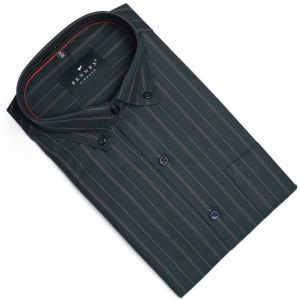 Dark Green Lining Cotton Office Shirt