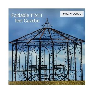 Polished Iron Garden Gazebo, Color : Black