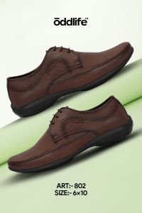 Mens Brown Derby Curved Lace-Up Shoes