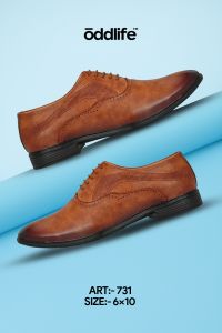 Mens Tan Brogue Polished Lace-Up Shoes