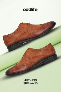 Mens Tan Brogue Wingtip Lace-Up Shoes