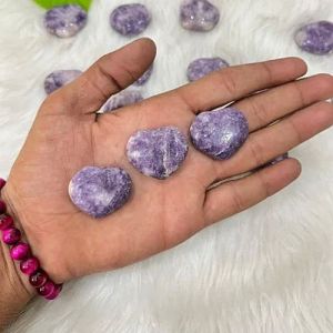 Polished Natural Stone Lepidolite Puffy Heart, Color : Purple