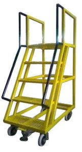 Mild Steel Trolley Step Ladder, Color : Yellow
