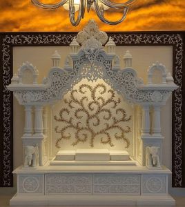 Printed Polished Handmade White Marble Temple for Religious Purposes