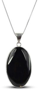 Polished Onyx Black Oval Pendant for Casual Wear