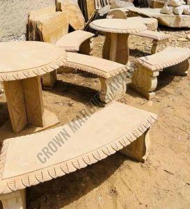 2 Seater Brown Garden Sandstone Bench for Outdoor