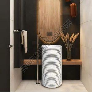 Polished Marble Italian Stone Wash Basin, Shape : Round for Bathroom