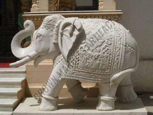 White Marble Elephant Statue 8 Feet for Exterior Decor
