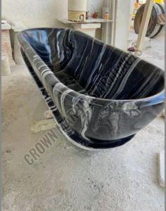 Black Stone Marble Bathtub, Shape : Oval