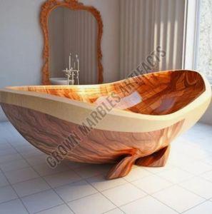 Polished Brown Marble Bathtub, Shape : Oval