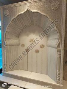 Stone Polished White Carved Marble Temple