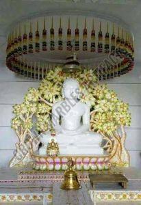 Polished White Jain Marble Temple Traditional for Home Decor