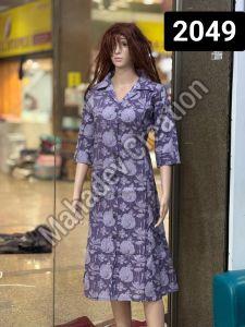 Ladies Casual Floral Shirt Dress