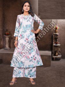 Ladies White Floral Palazzo Set