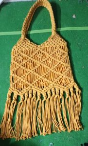 Cotton Trending Yellow Macrame Tote Bag