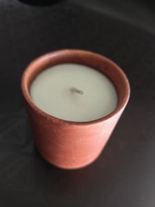 Unpolished Soy Wax Scented Terracotta Candle, Color : Brown