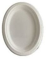 Bagasse Oval Disposable Plate, Color : Natural Brown & White