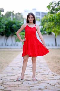 Plain Rayon Frill Dress