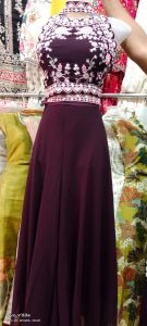 Maroon Ladies Georgette Crop Top Palazzo Set
