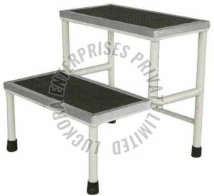 Steel Bed Side Double Foot Step Stool, Color : Silver & Black