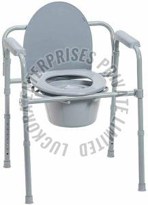 Steel Frame With Plastic Seat Folding Commode Chair, Color : Gray
