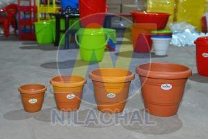 Brown Round Plastic Flower POT