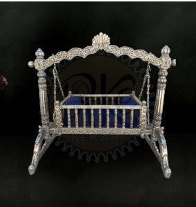 99.9 Silver Hanging Chain Ornate Baby Cradle