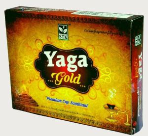 Wood Powder Resins Yaga Gold Sambrani Cup, Color : Brown
