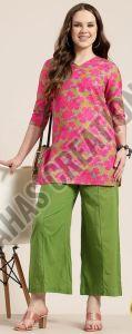 V Neck Printed Rayon Top, Color : Multicolor
