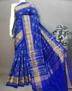 Pure Silk Ladies Blue Stripe Pallu Saree