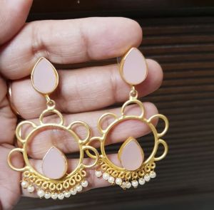 Gold-Plated Alloy Ladies Druzy Pearl Fringe Earpiece