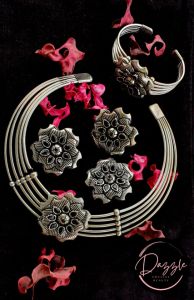 Ladies Silver Choker Jewelry Set Ethnic, Festive, Boho Wear