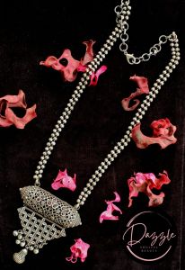 Ladies Silver Floral Pendant Necklace Ethnic, Festive, Boho Wear