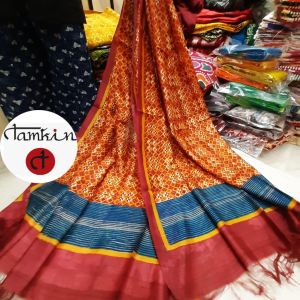 Womens Floral Grid Tussar Silk Stole Festive, Ethnic, Formal