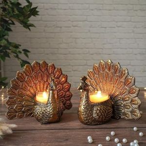 Brass Peacock Candle Holder