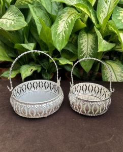 German Silver Round Basket