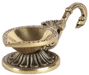 Pure Brass Diya with Swan Handle