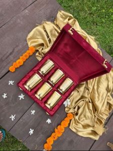 Brass Embossed 6 Glass Set